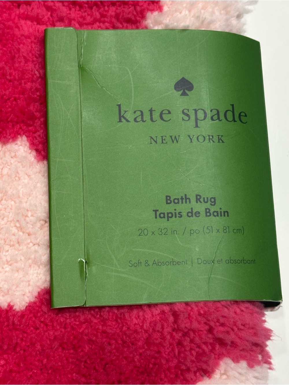 NEW, Kate Spade New York Hot Pink Plush Polka Dots Bath Rug 20x32 Bath Mat - Picture 2 of 8